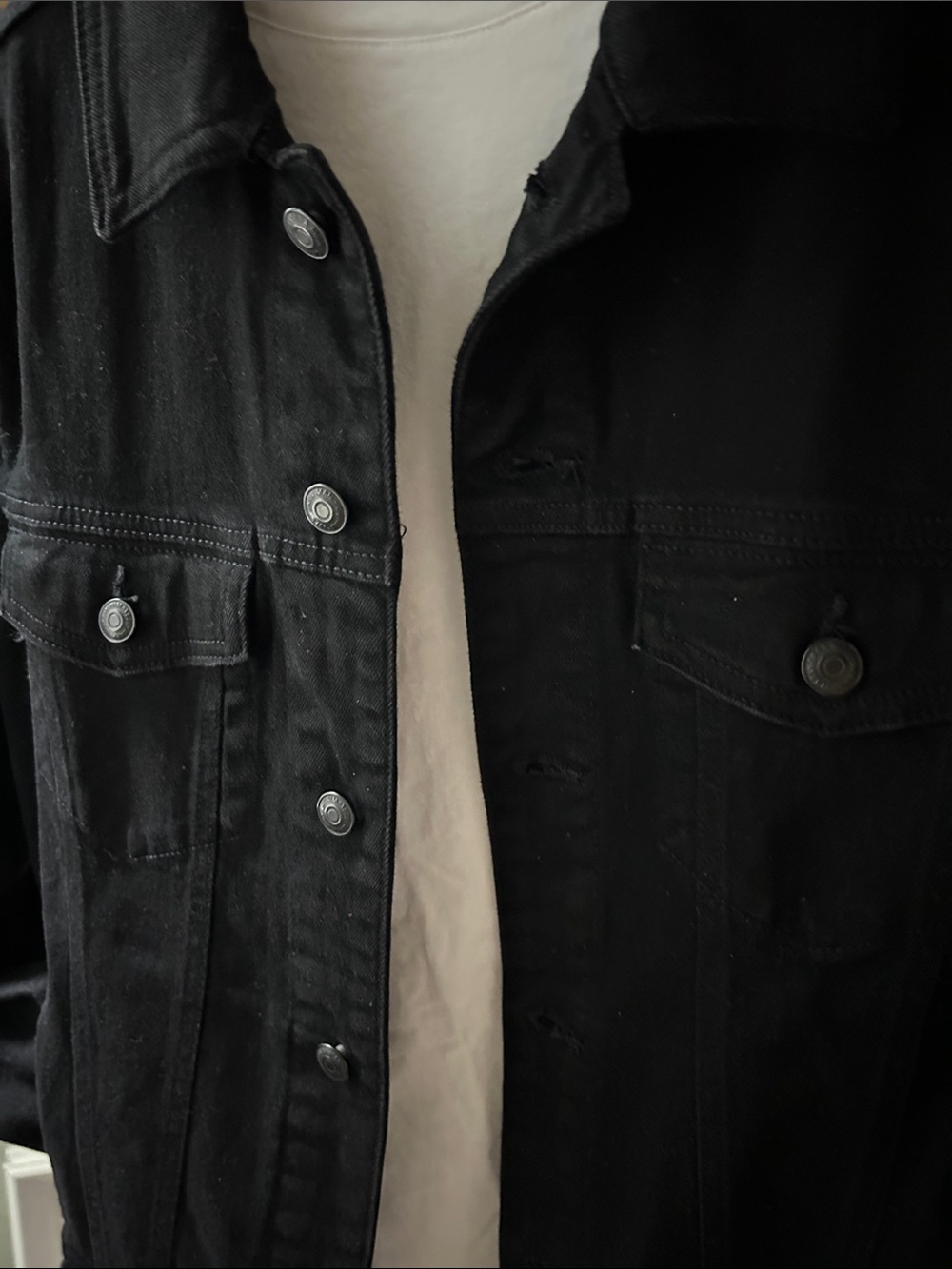Zara Black Denim Trucker Jacket - Picture 6 of 8